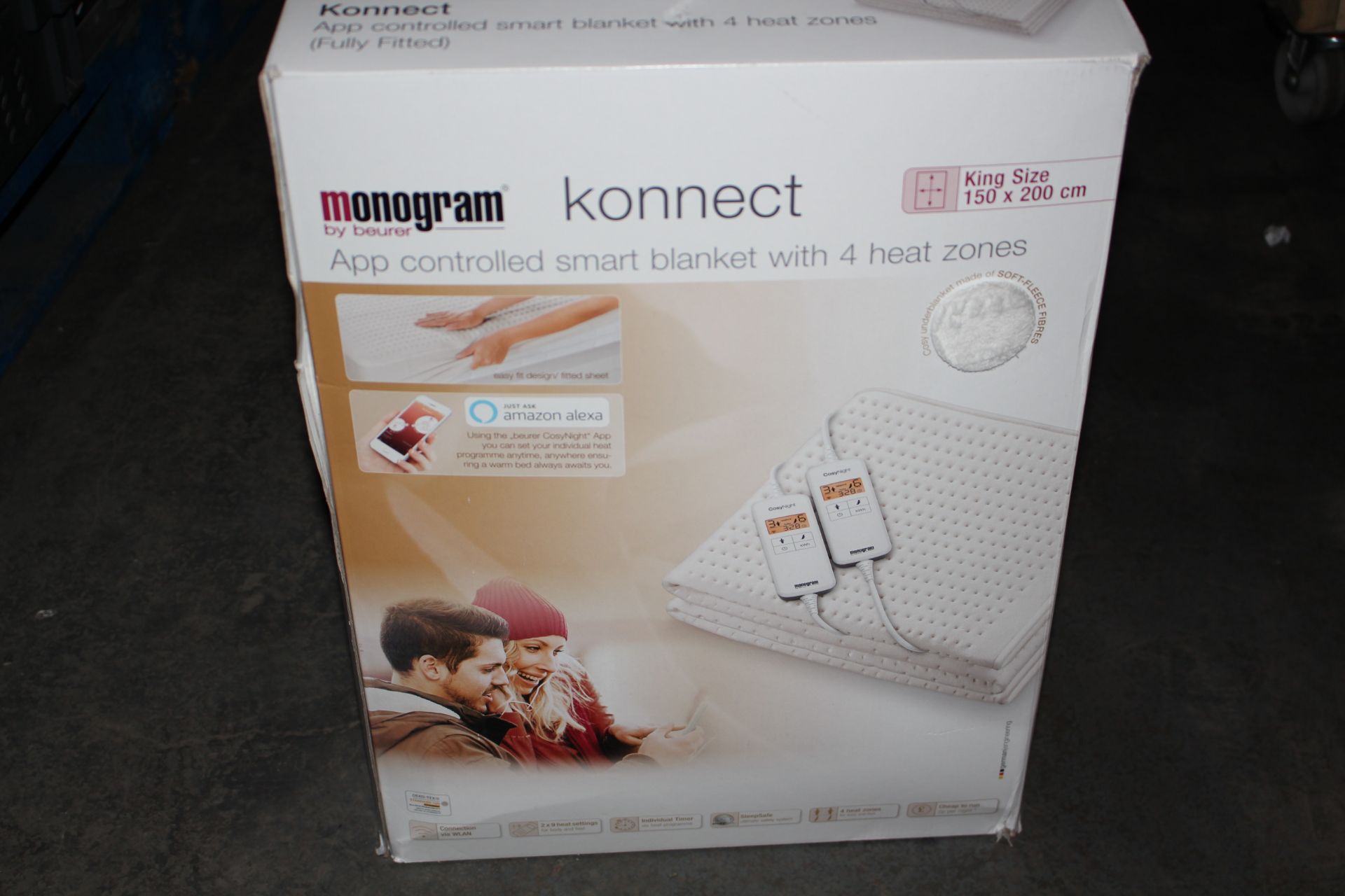 BOXED BEURER MONOGRAM KONNECT KING SIZE APP CONTROLLED SMART BLANKET WITH 4 HEAT ZONES RRP £138.