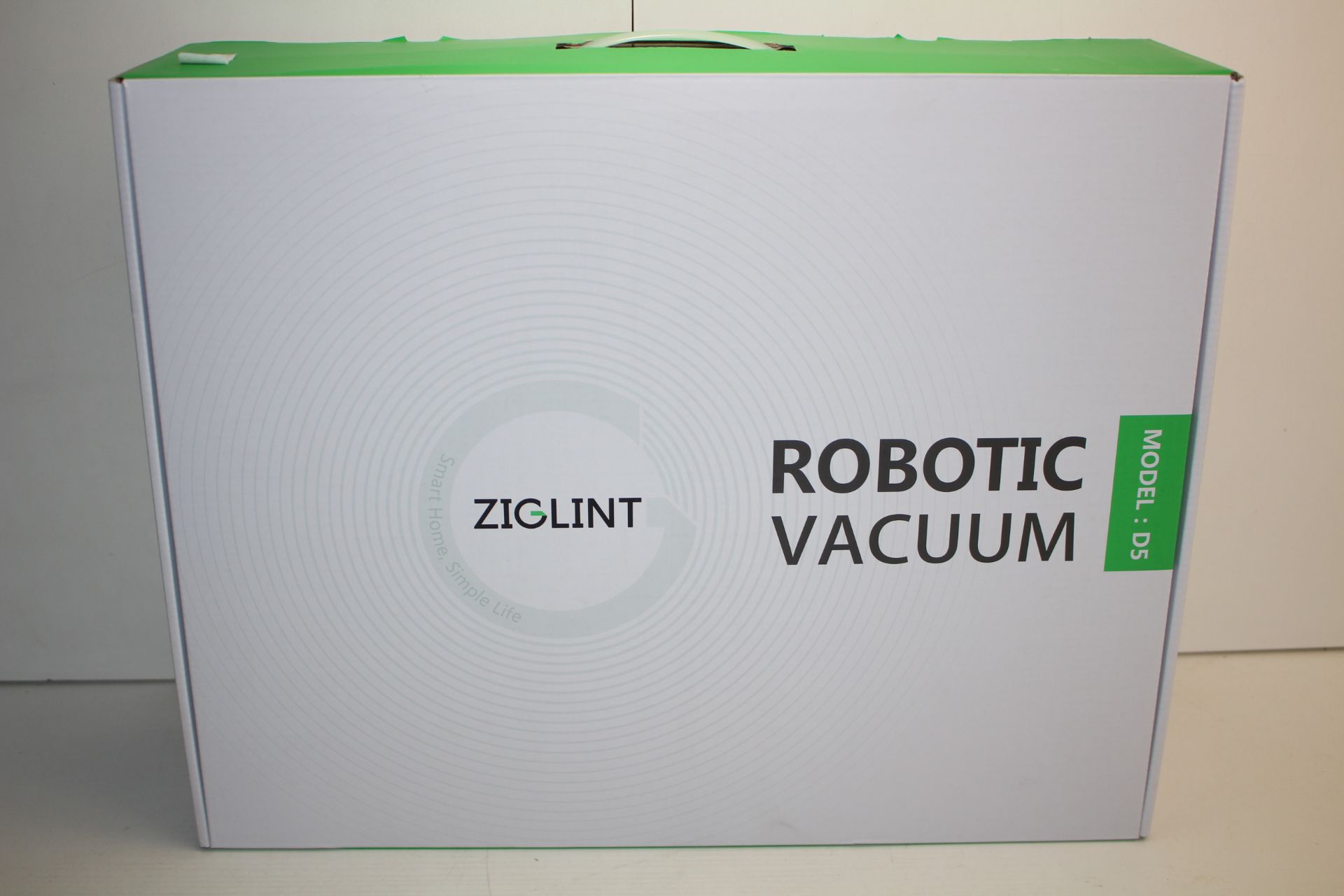 BOXED ZINGLIT ROBOTIC VACUUM MODEL: D5 RRP £189.00Condition ReportAppraisal Available on Request-