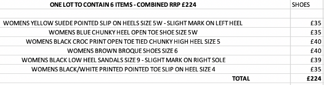 ONE LOT TO CONTAIN 6 NEXT ITEMS - COMBINED RRP £224 (1096)