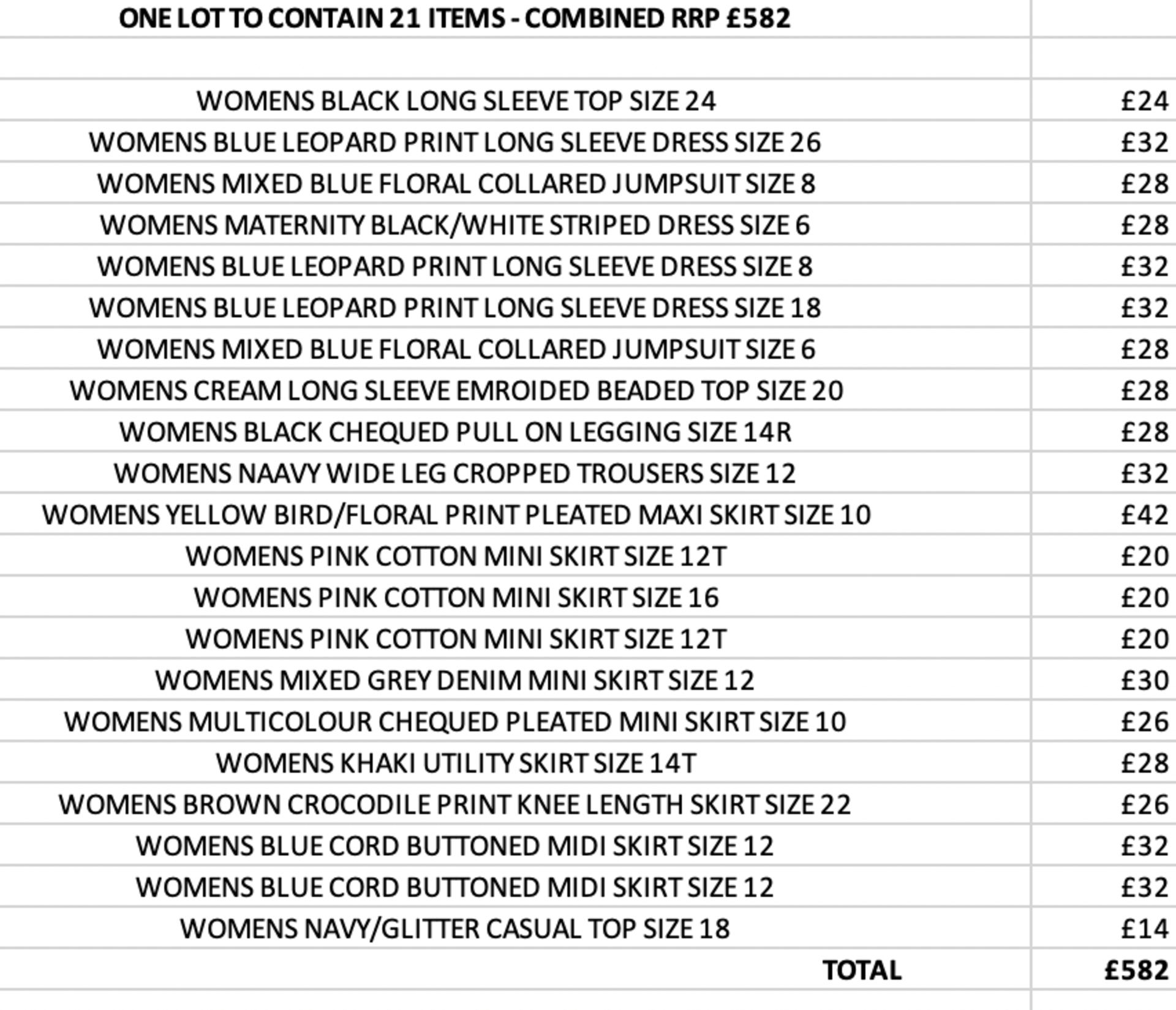 ONE LOT TO CONTAIN 21 NEXT ITEMS - COMBINED RRP £582 (1085)