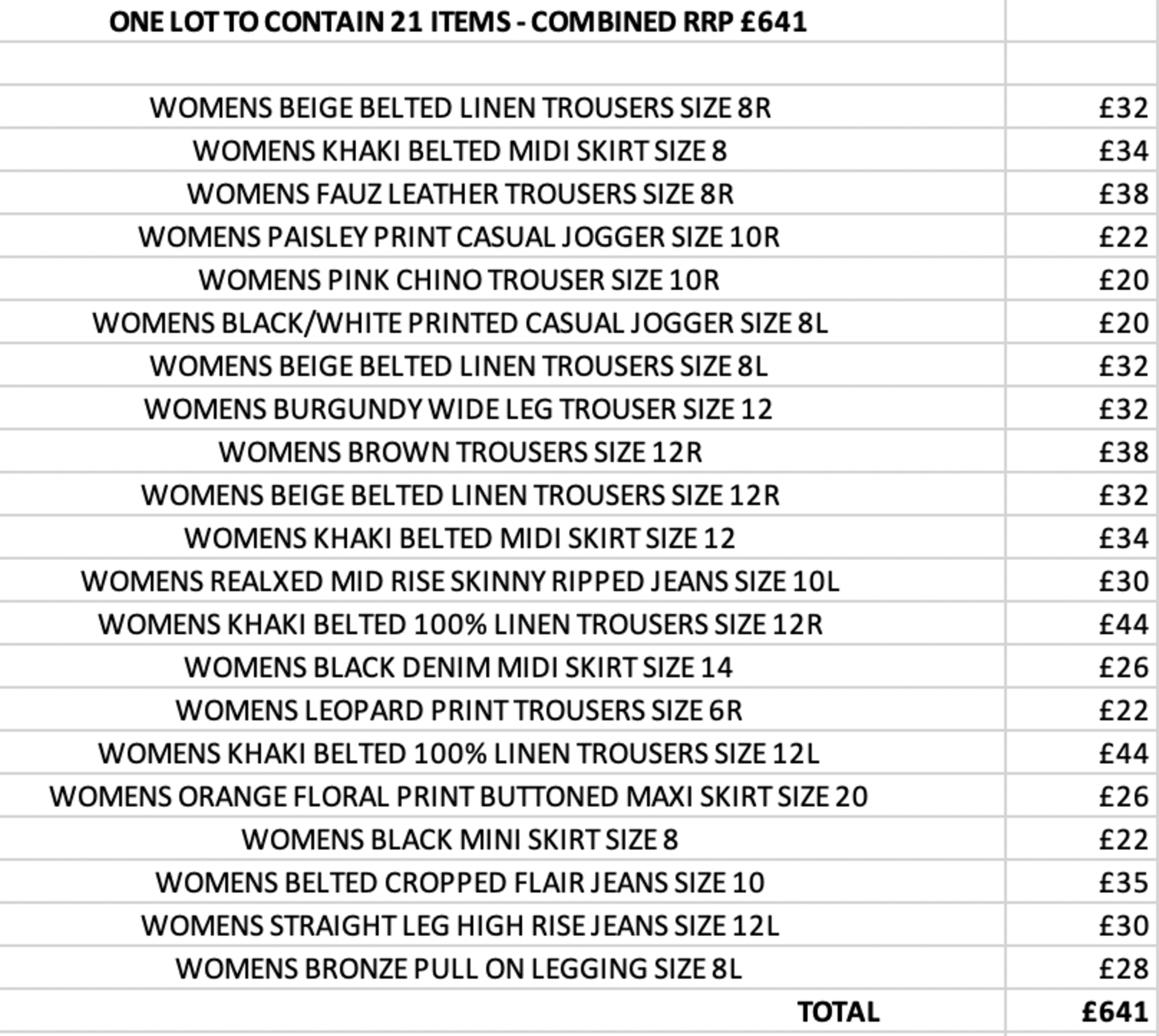 ONE LOT TO CONTAIN 21 NEXT ITEMS - COMBINED RRP £641 (1083)