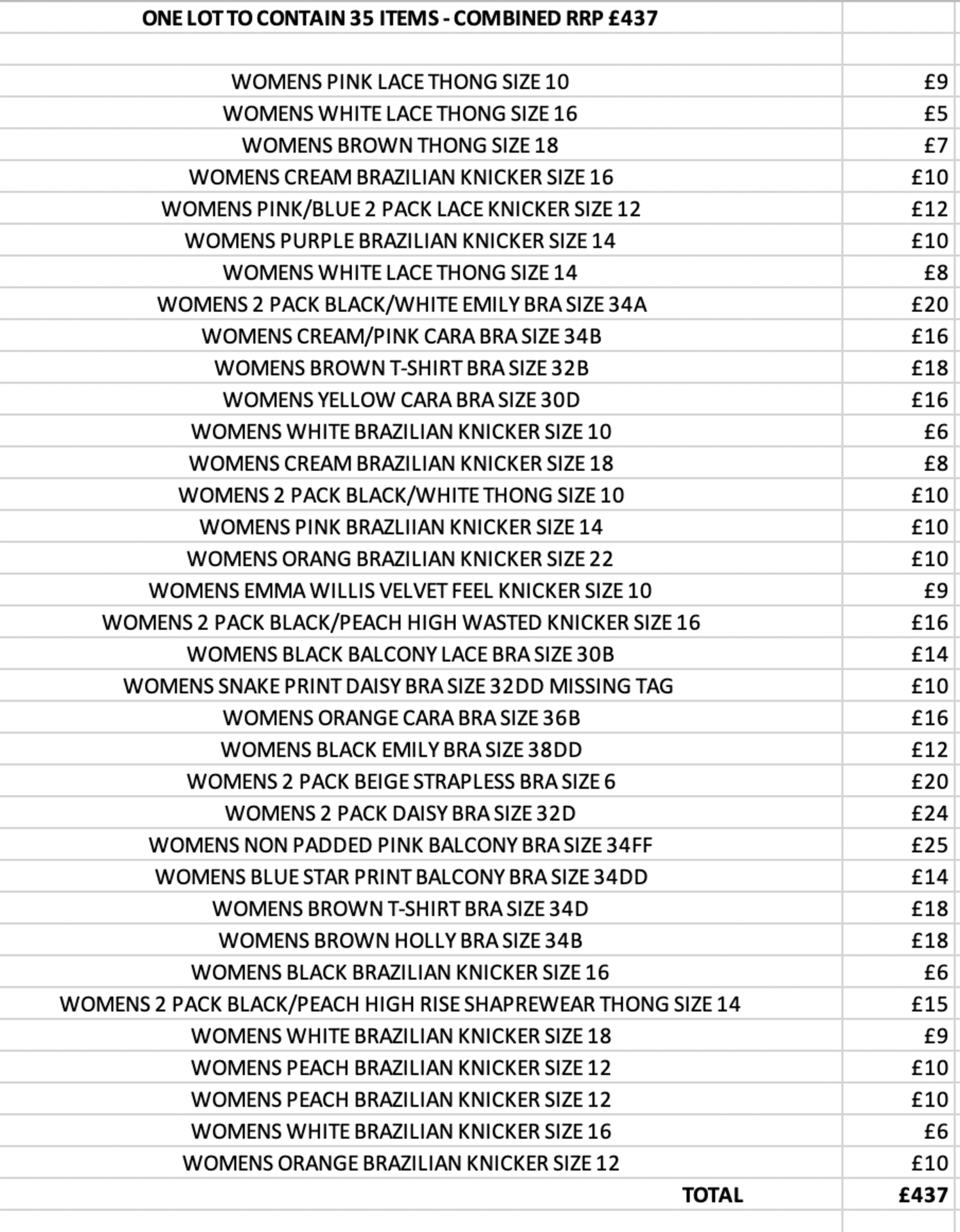 ONE LOT TO CONTAIN 35 NEXT ITEMS - COMBINED RRP £437 (1078)