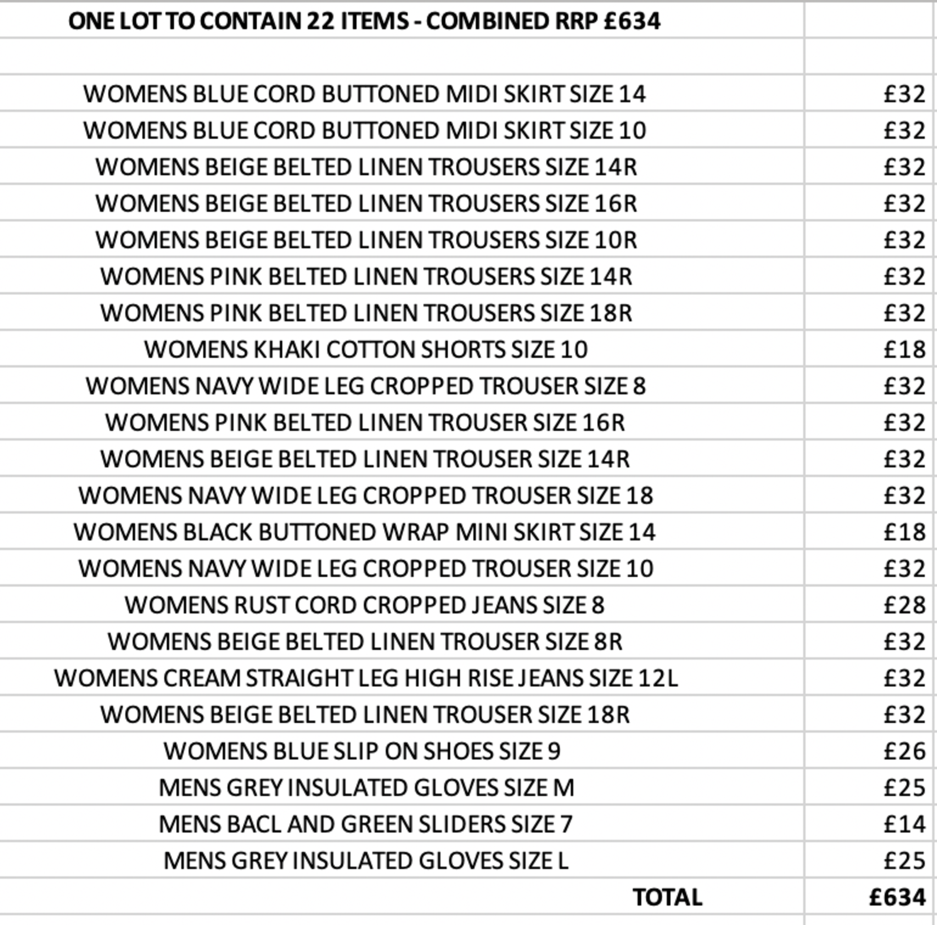 ONE LOT TO CONTAIN 22 NEXT ITEMS - COMBINED RRP £634 (1089)