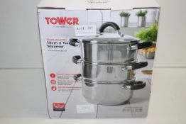 BOXED TOWER STAINLESS STEEL 18CM 3 TIER STEAMER RRP £19.99Condition ReportAppraisal Available on