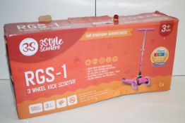 BOXED 3S 3STYLE SCOOTERS RGS-1 3 WHEEL SCOOTER RRP £49.99Condition ReportAppraisal Available on
