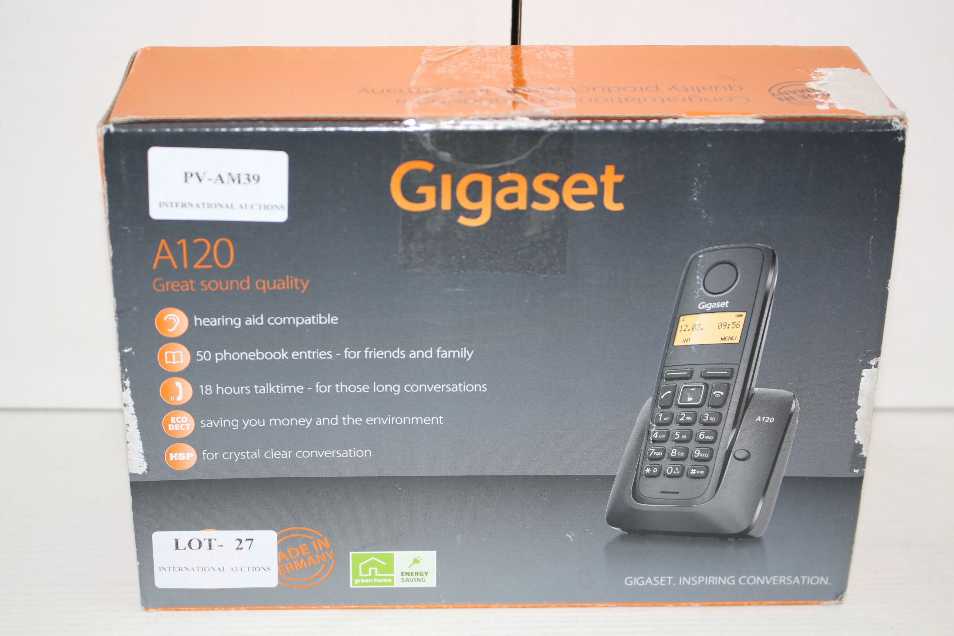 BOXED GIGASET A120 CORDLESS HOME PHONE RRP £29.99Condition ReportAppraisal Available on Request- All