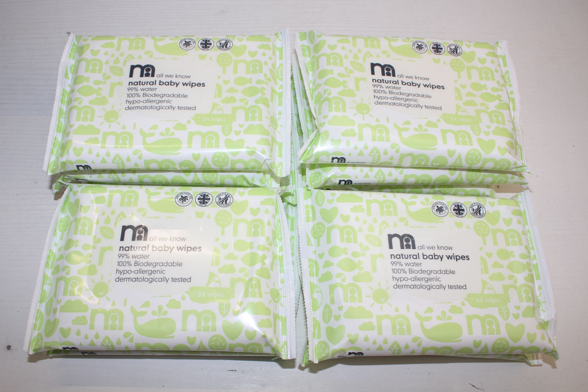 10X PACKS MOTHERCARE ALL WE KNOW - NATURAL BABY WIPES 24PACKS HYPO-ALLERGENICCondition