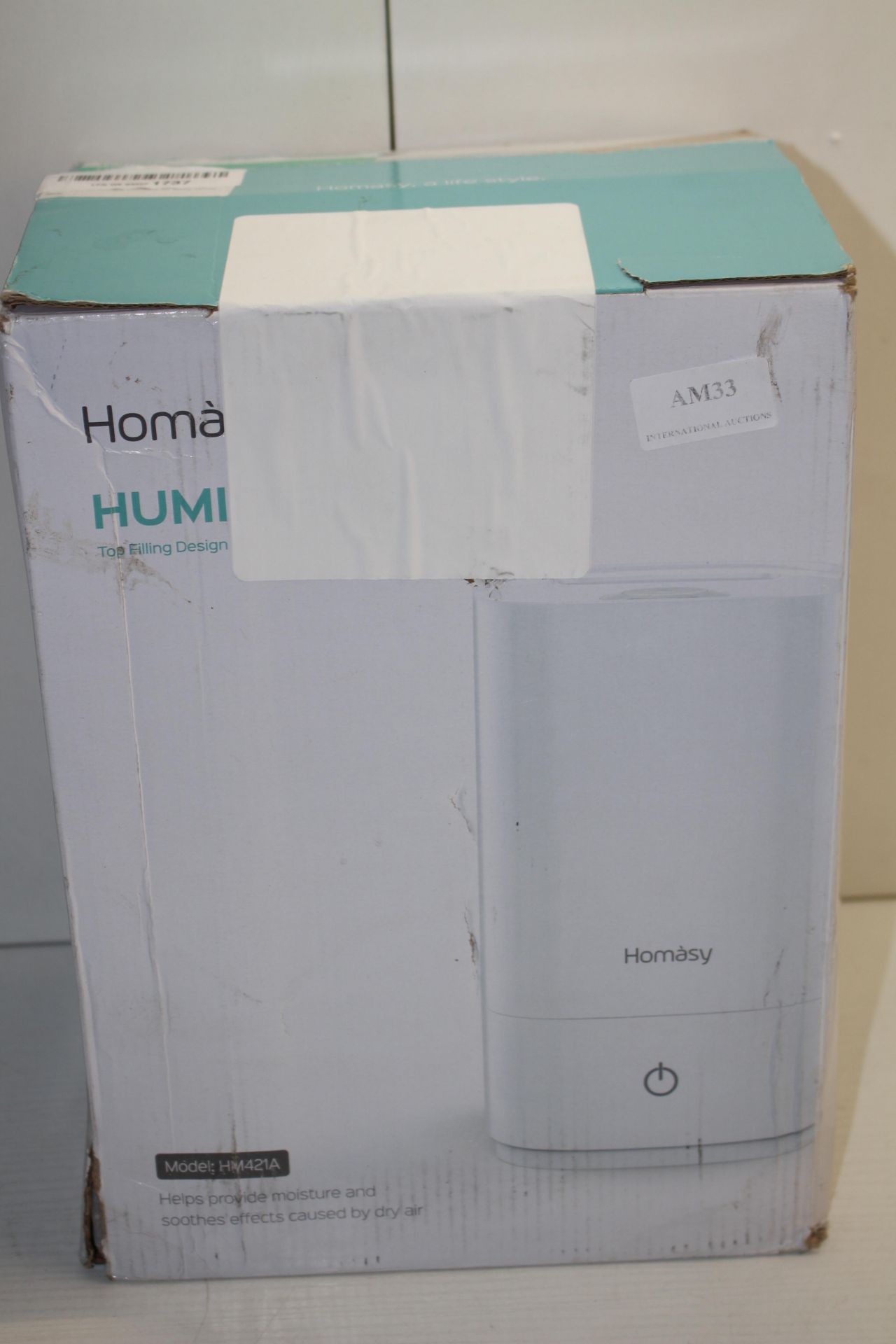 BOXED HOMASY HUMIDIFIER MODEL: HM421A RRP £39.99Condition ReportAppraisal Available on Request-