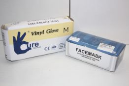 2X BOXED ITEMS TO INCLUDE VINYL POWDER FREE GLOVES & DISPOSABLE PROTECTIVE FACE MASKSCondition