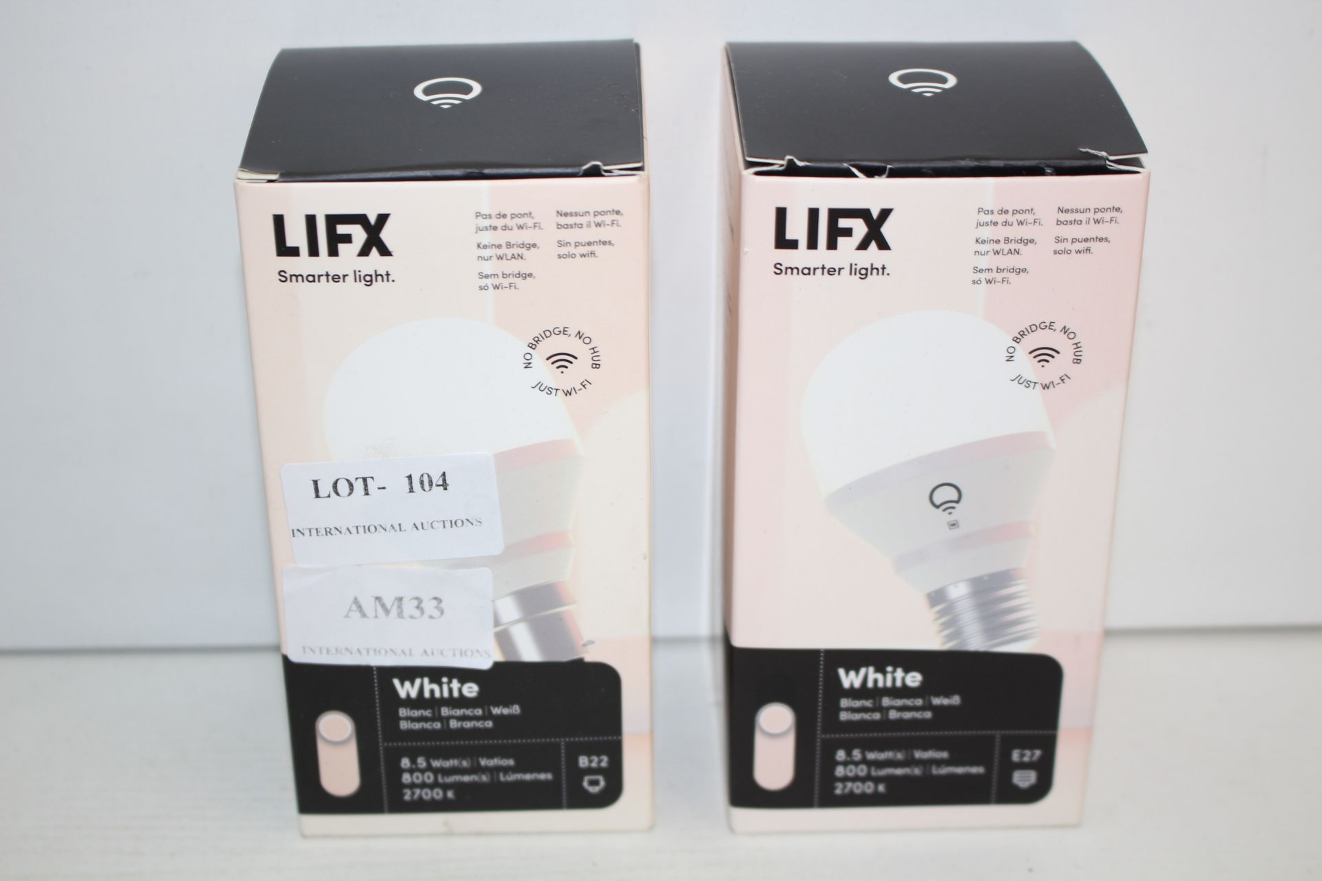 2X BOXED LIFX WHITE SMARTER LIGHT BULBS E27Condition ReportAppraisal Available on Request- All Items