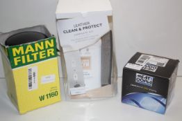 3X ASSORTED BOXED CAR ITEMS TO INCLUDE MANN FILTERS, AUTO GLYM & OTHER (IMAGE DEPICTS STOCK)