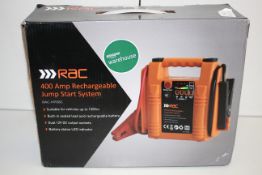 BOXED RAC 400AMP RECHARGEABLE JUMP START SYSTEM MODEL: RAC-HP082 RRP £54.99Condition ReportAppraisal
