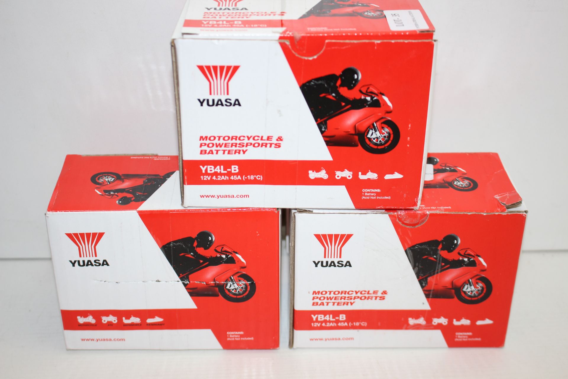 3X BOXED YUASA MOTORCYCLE & POWERSPORT BATTERY 12N5.5-4A COMBINED RRP £86.85Condition