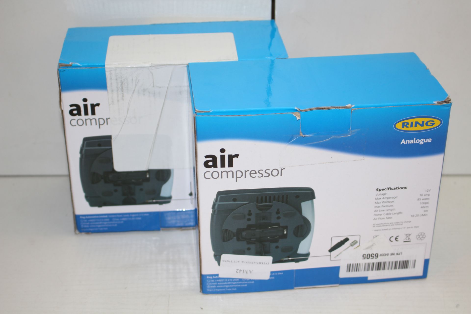 2X BOXED RING ANALOGUE AIR COMPRESSORS RRP £29.99 EACHCondition ReportAppraisal Available on