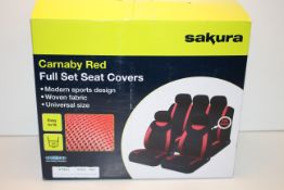BOXED SAKURA CARNABY RED FULL SET SEAT COVERS RRP £30.00Condition ReportAppraisal Available on