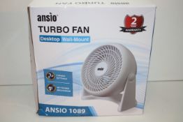BOXED ANSIO TURBO FAN DESKTOP/WALL MOUNT MODEL: ANSIO 1089 RRP £29.98Condition ReportAppraisal
