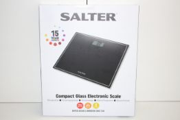 BOXED SALTER COMPACT GLASS ELECTRONIC SCALE RRP £17.99Condition ReportAppraisal Available on