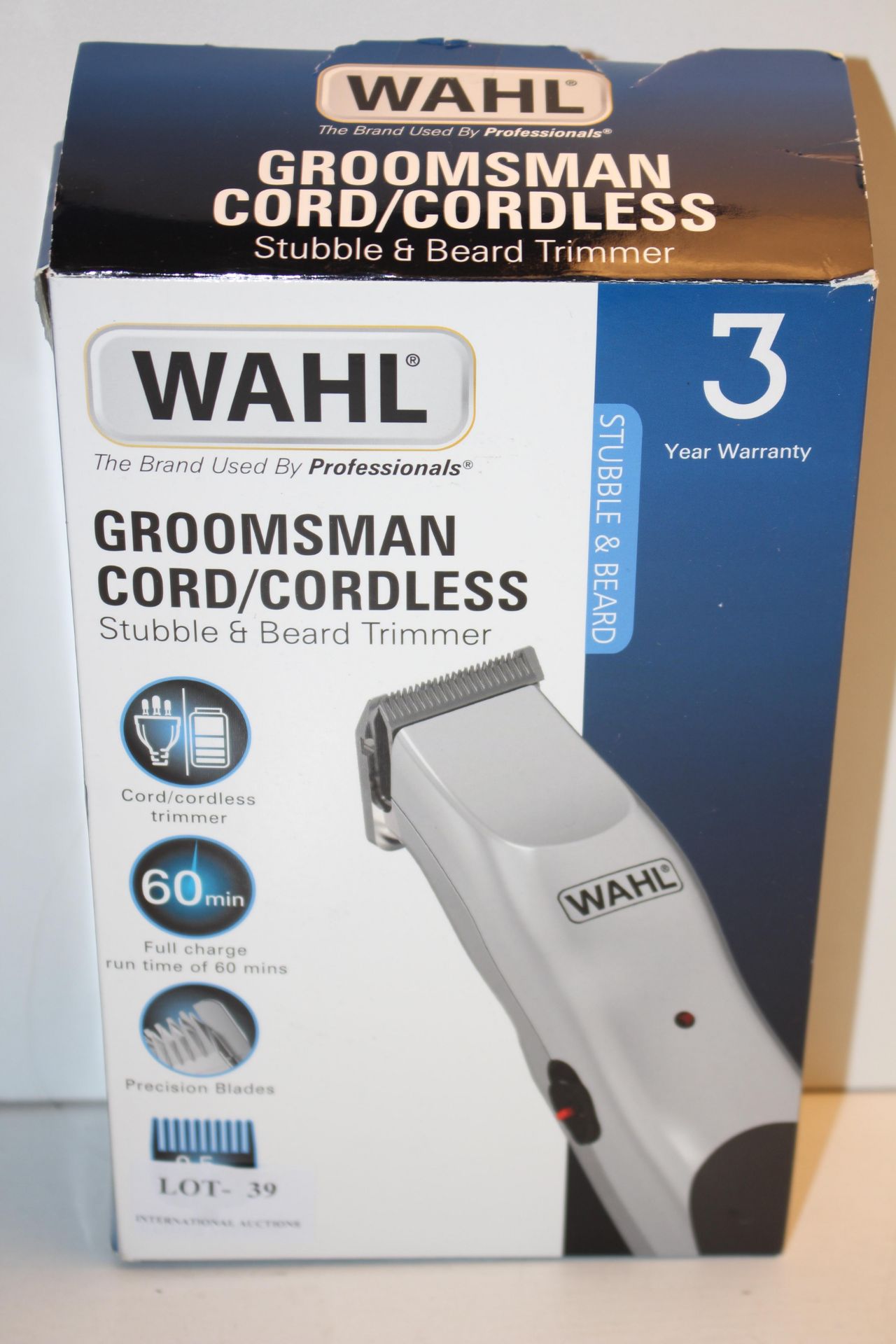 BOXED WAHL GROOMSMAN CORD/CORDLESS STUBBLE & BEARD TRIMMER RRP £19.99Condition ReportAppraisal