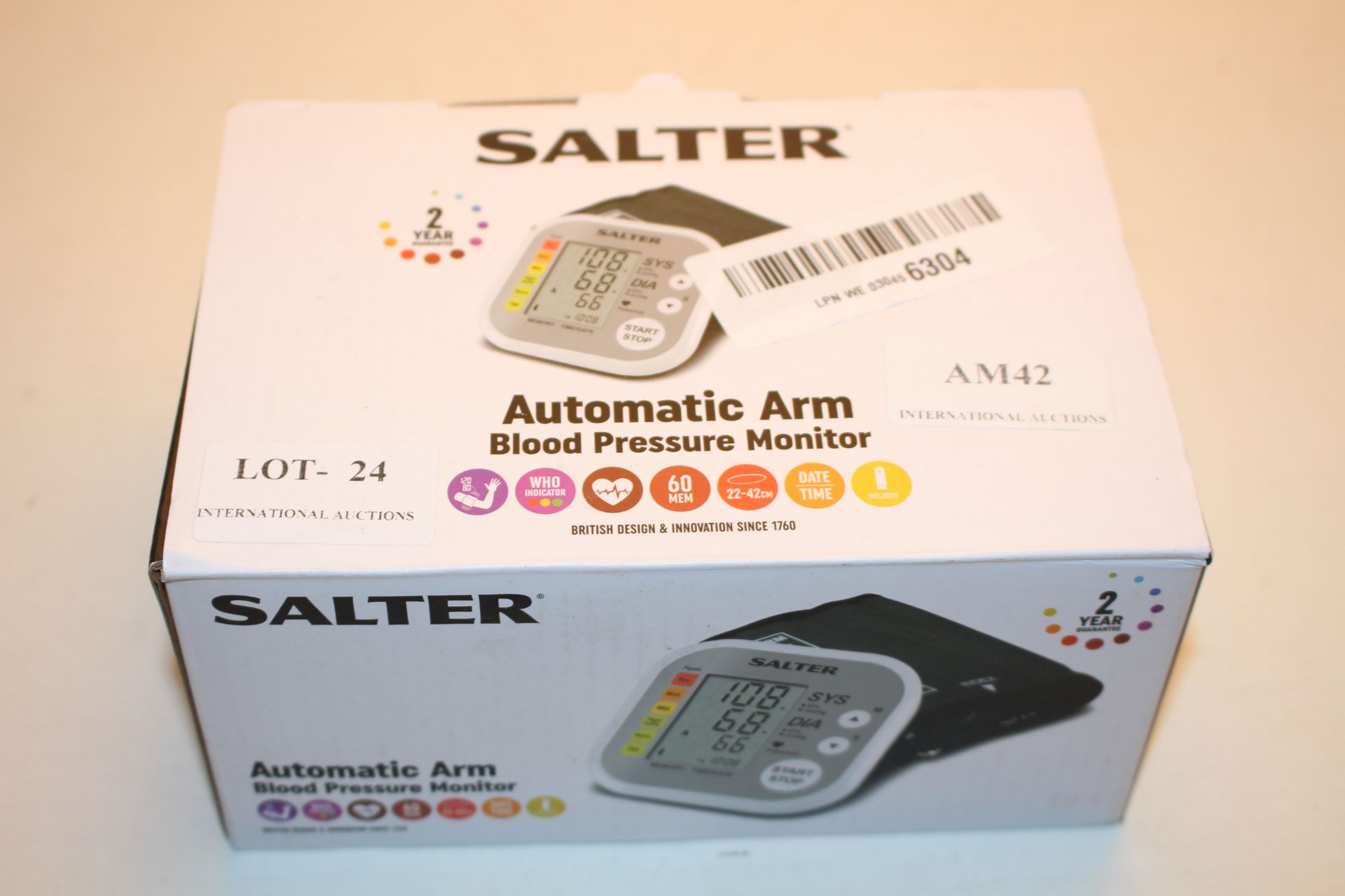 BOXED SALTER AUTOMATIC ARM BLOOD PRESSURE MONITOR RRP £24.99Condition ReportAppraisal Available on