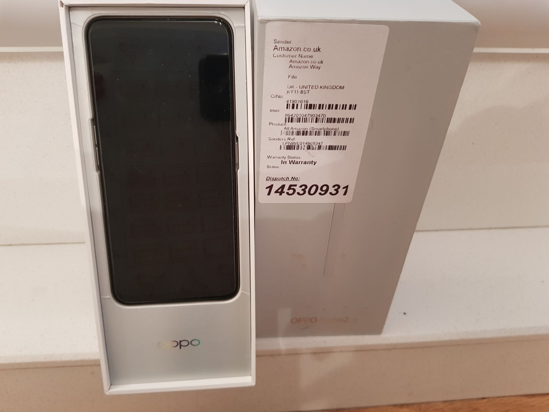 BOXED OPPO RENO2 PHONE IN WHITE (POWERS ON) RRP £399Condition ReportAppraisal Available on