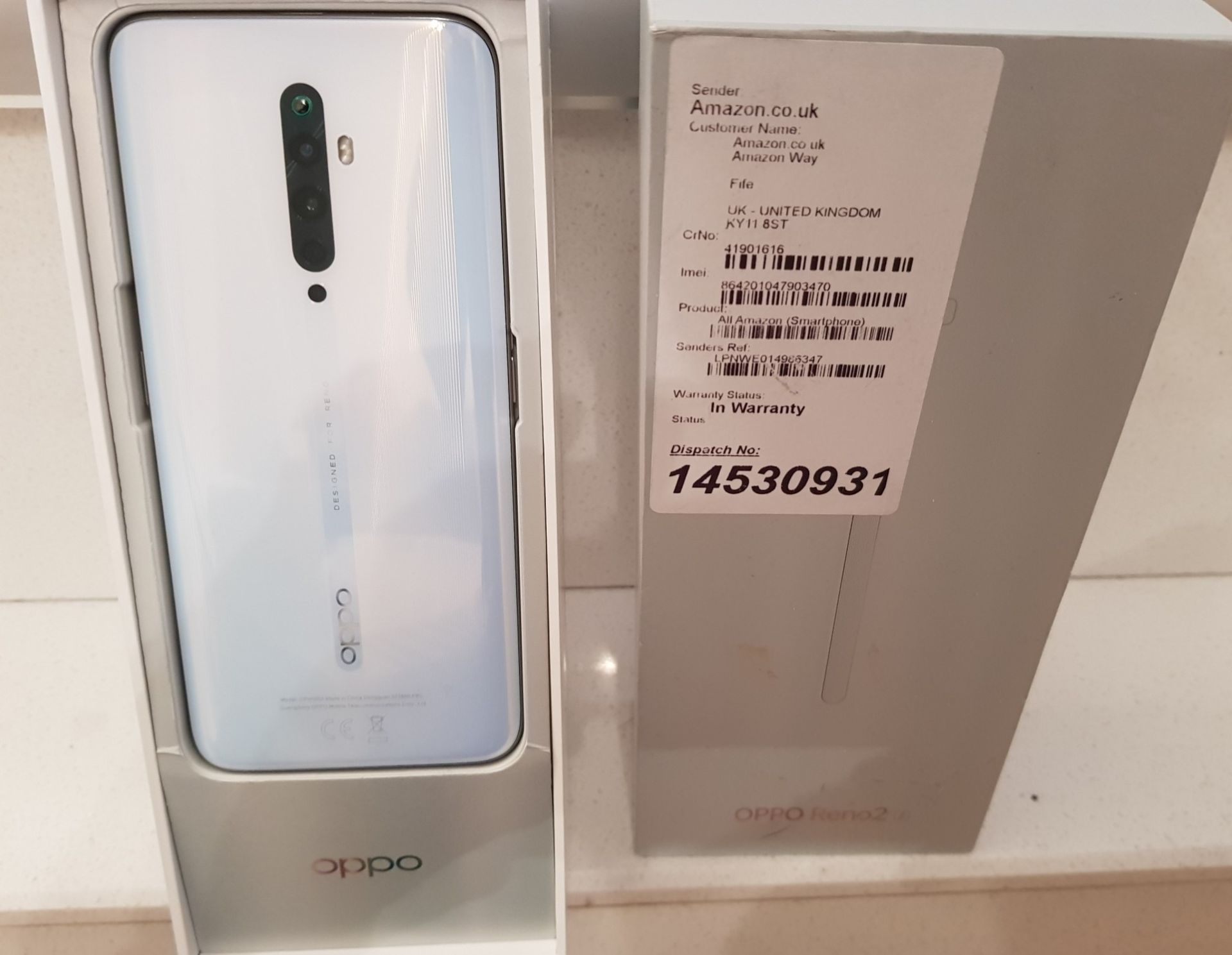BOXED OPPO RENO2 PHONE IN WHITE (POWERS ON) RRP £399Condition ReportAppraisal Available on - Image 2 of 2