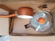 BOXED CERAMIC PAN SET COPPER RRP £13.99Condition ReportAppraisal Available on Request- All Items are