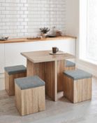 MICHIGAN HIDEAWAY SPACESAVER DINING SET OAK/GREY RRP £109.99Condition ReportAppraisal Available on