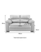 UNBOXED GREY LEATHER SOFA 2 SEATER WITH A CLEAN SLICE TO ONE OF THE CUSHION SEATSCondition