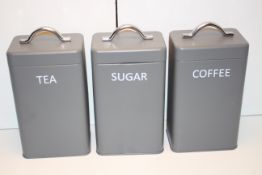UNBOXED TEA,COFFEE,SUGAR CANNISTERS RRP £6.99Condition ReportAppraisal Available on Request- All