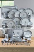 BOXED 80 PIECE GREY HEART DINNER SET (BOX STATES 1 PLATE BROKEN) RRP £64.99Condition ReportAppraisal