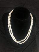 9ct Gold, Double Row Pearl Necklace