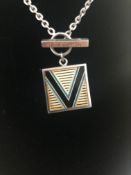 Louis Vuitton, 70's Vintage Louis Vuitton Silver Necklace with V Pendant