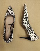 1 X UNBOXED BLACK AND WHITE COW PRINT COURT HEELS SIZE 6 £55Condition ReportALL ITEMS ARE BRAND