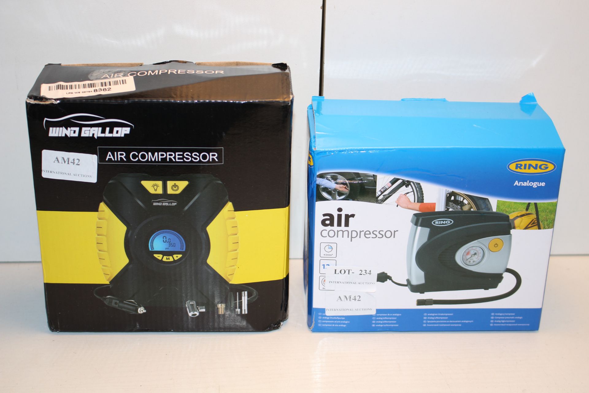 2X ASSORTED BOXED AIR COMPRESSORS/TRYE INFLATORS (IMAGE DEPICTS STOCK)Condition ReportAppraisal