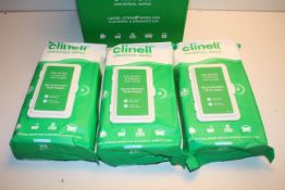 3X PACKS CLINELL UNIVERSAL WIPES 70XL WIPESCondition ReportAppraisal Available on Request- All Items