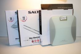 4X ASSORTED BOXED /UNBOXED BATHROOM SCALES BY SALTER, ACTIVE ERA & OTHER (IMAGE DEPICTS STOCK)