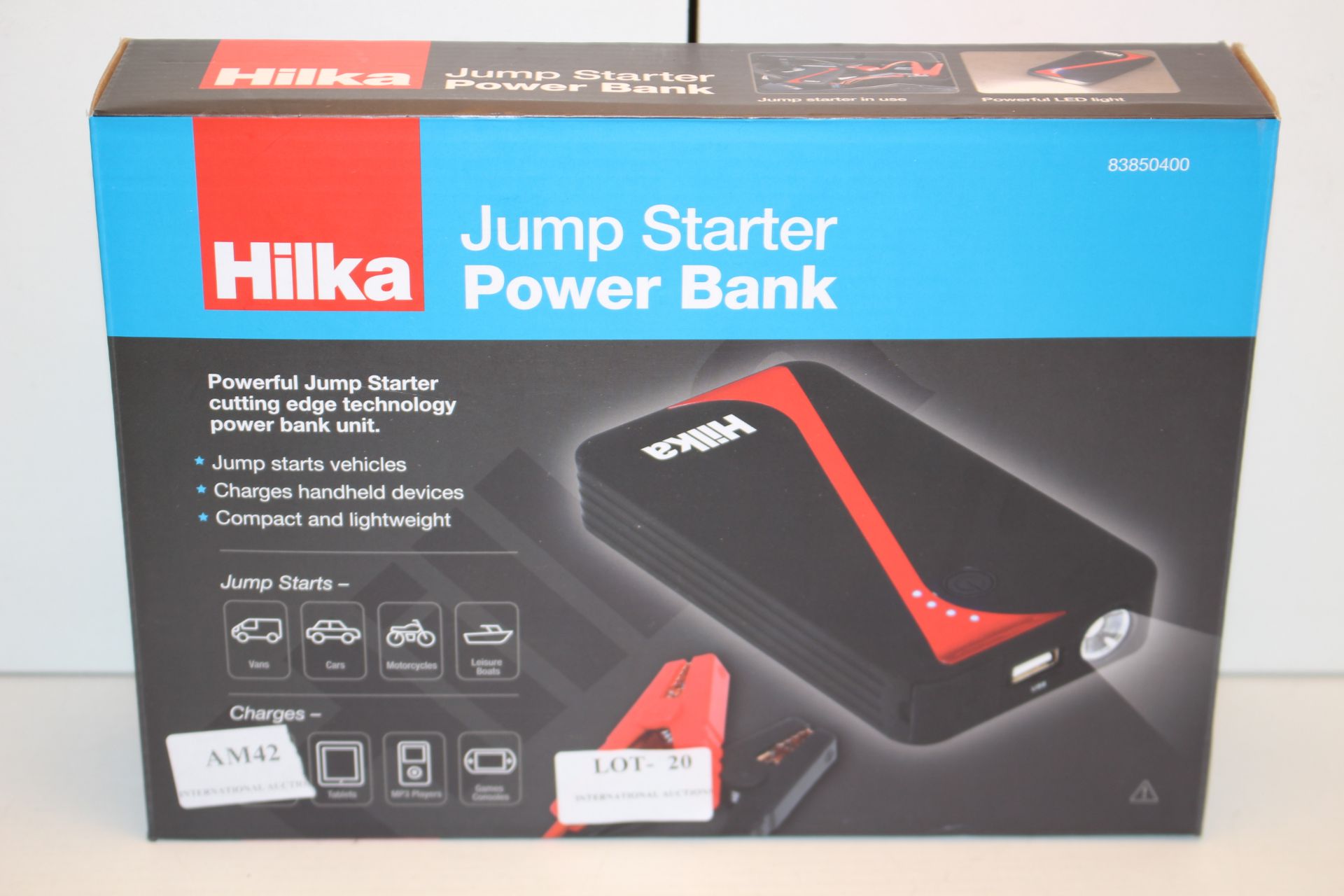 BOXED HILKA JUMP STARTER POWER BANK 83850400 RRP £69.99Condition ReportAppraisal Available on