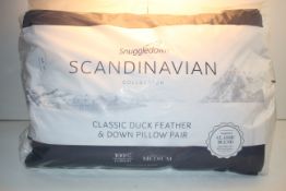 2X BAGGED SNUGGLEDOWN SCANDINAVIAN COLLECTION CLASSIC DUCK FEATHER & DOWN PILLOW PAIR Condition