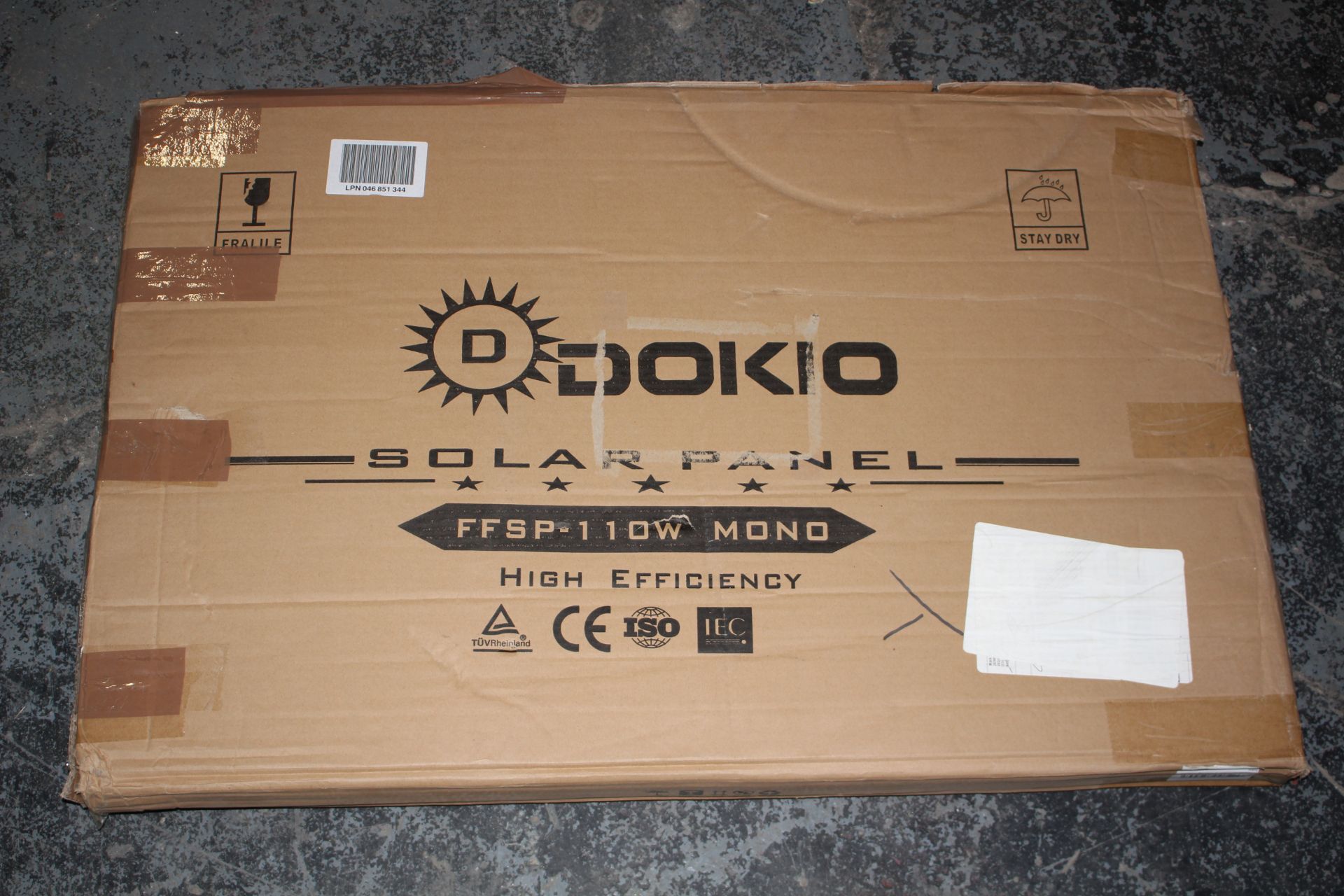 BOXED DOKIO SOLAR PANEL HIGH EFFICIENCY MODEL: FFSP-110W MONO RRP £145.00Condition ReportAppraisal