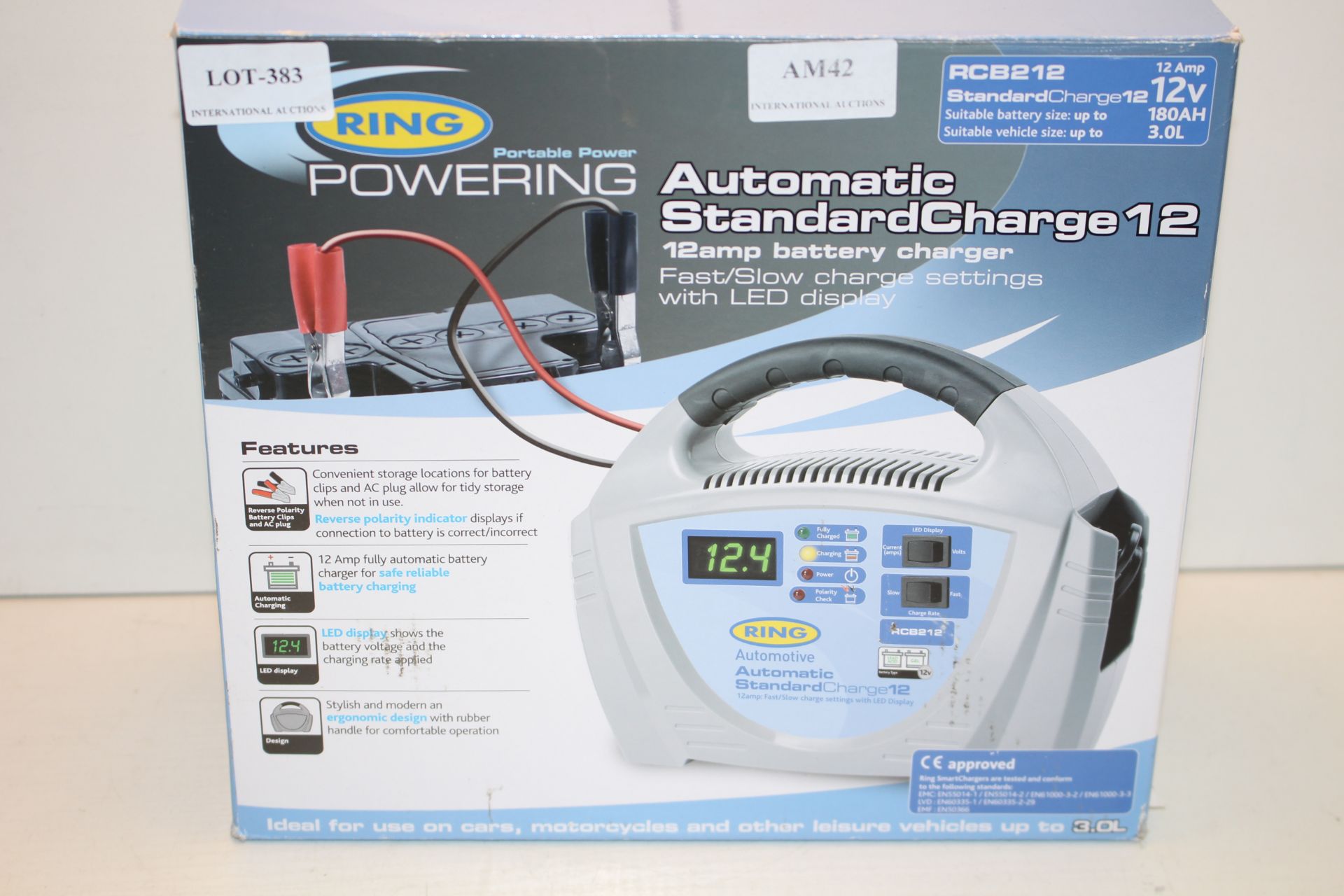 BOXED RING POWERING AUTOMATIC STANDARD CHARGE 12, 12AMP BATTERY CHARGER RRP £85.00Condition