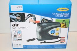 BOXED RING AIR COMPRESSOR 12V PRESET DIGITAL WITH LED LIGHT RRP £40.00Condition ReportAppraisal