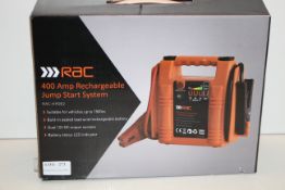 BOXED RAC 400AMP RECHARGEABLE JUMP START SYSTEM MODEL: RAC-HP082 RRP £54.99Condition ReportAppraisal