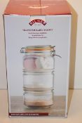 BOXED KILNER GLASS STACKABLE JAR SET RRP £19.99Condition ReportAppraisal Available on Request- All