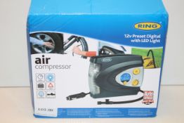 BOXED RING AIR COMPRESSOR 12V PRESET DIGITAL WITH LED LIGHT RRP £40.00Condition ReportAppraisal