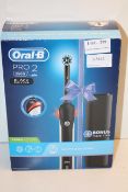 BOXED ORAL B POWERED BY BRAUN PRO 2 BLACK EDITION 2500 TOOTHBRUSH RRP £32.49Condition