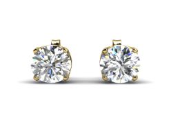 9ct Yellow Gold Single Stone Four Claw Set Diamond Earring 0.33 Carats - Valued by GIE £2,460.00 -