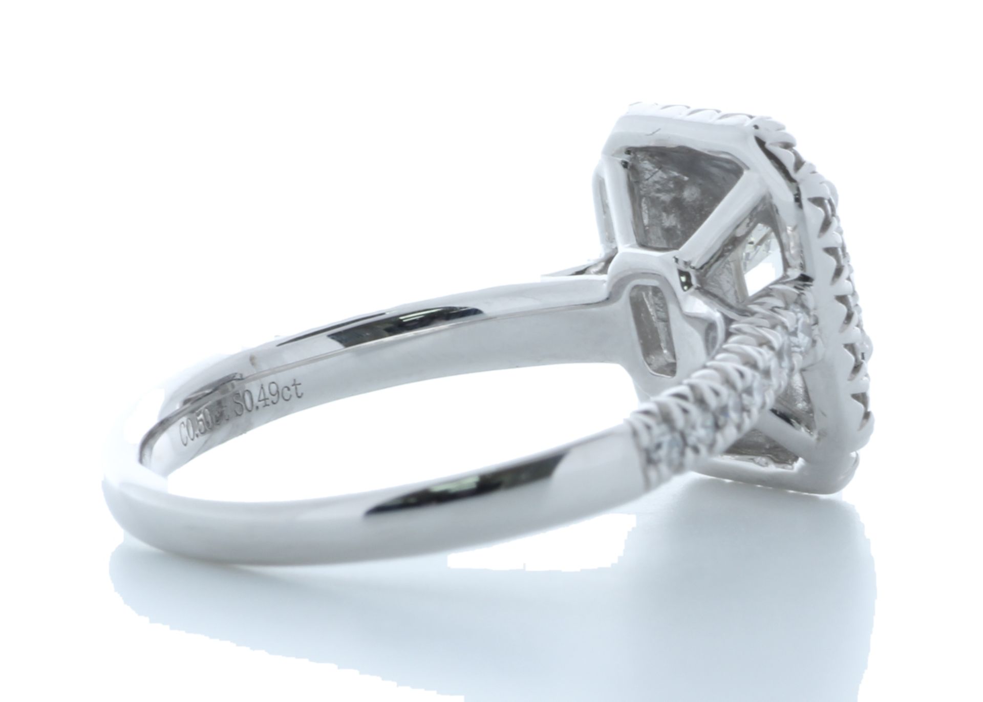 Platinum Single Stone With Halo Setting Ring 0.99 Carats - Valued by AGI £4,535.00 - Platinum Single - Image 4 of 4