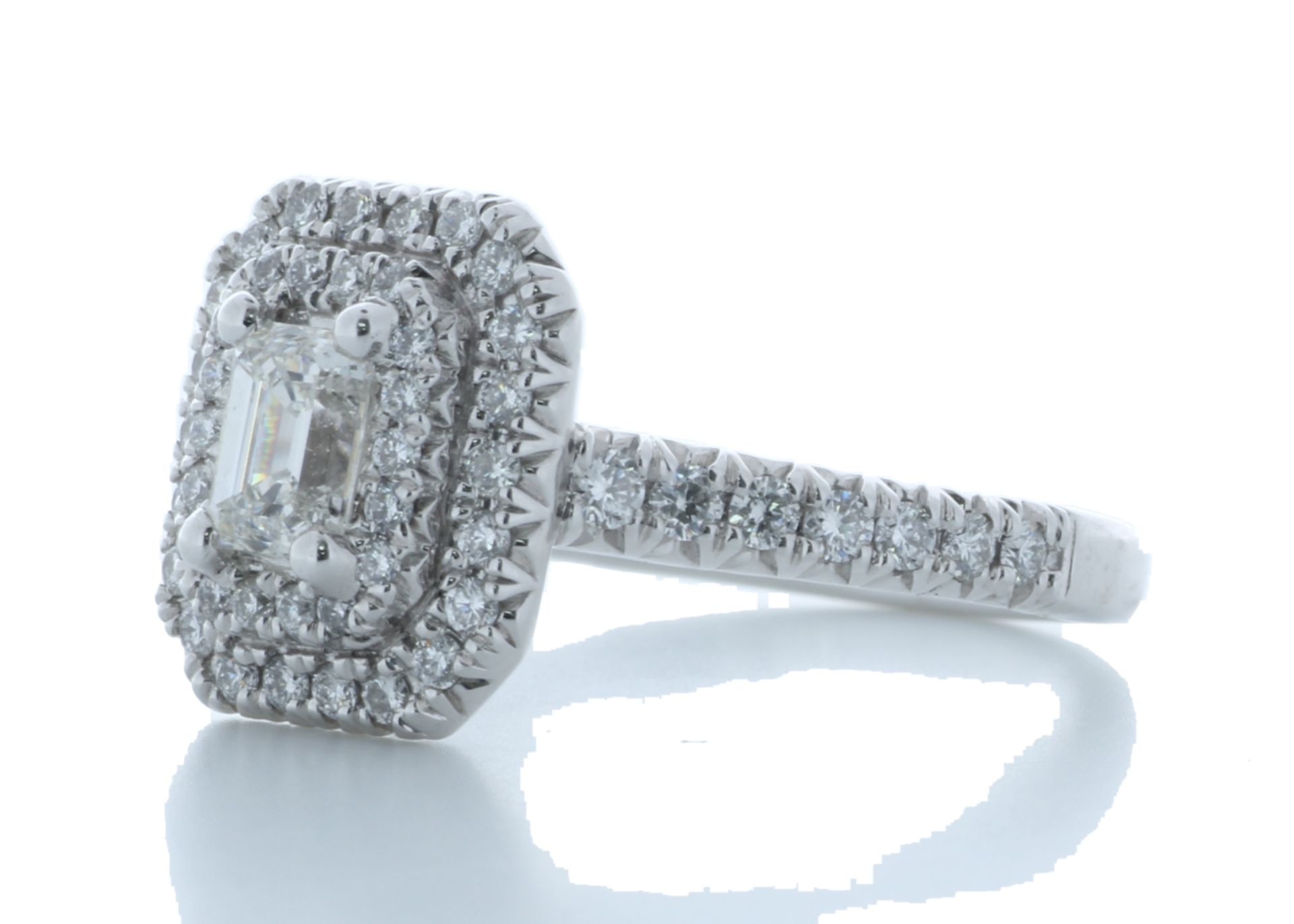 Platinum Single Stone With Halo Setting Ring 0.99 Carats - Valued by AGI £4,535.00 - Platinum Single - Image 2 of 4