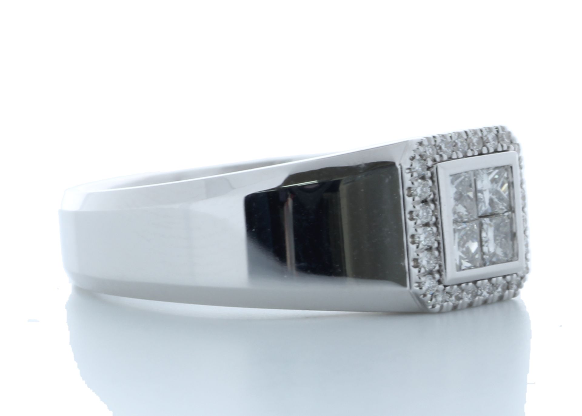 18ct White Gold Single Stone with halo Illusion Set Diamond Ring 0.50 Carats - Valued by AGI £2, - Image 4 of 4