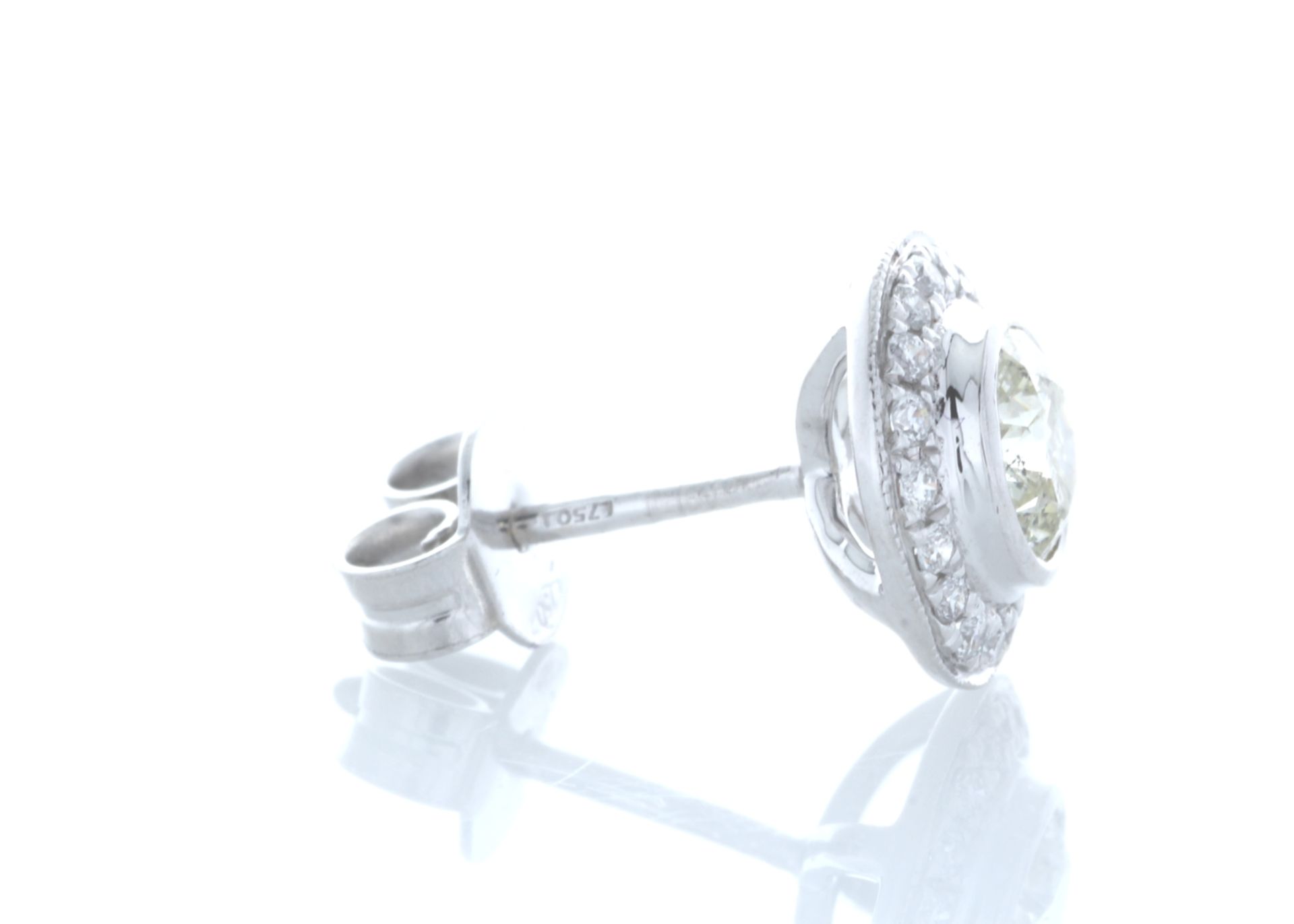 18ct White Gold Single Stone With Halo Setting Earring (1.01) 1.20 Carats - Valued by IDI £9,000. - Image 3 of 4